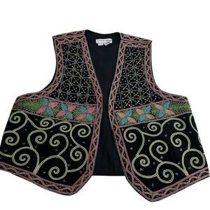 Carol Horn Workshop Boho Sequins Velvet Metallic Quilted One Size